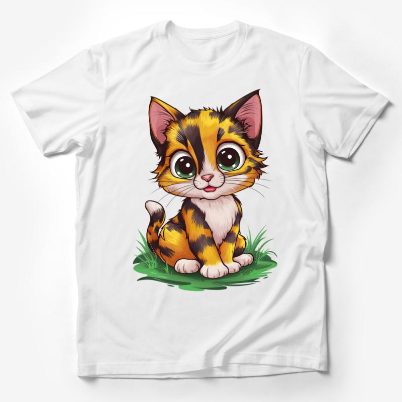 Cute Cartoon Cat T-Shirt, Whimsical Kitten Graphic Tee, Animal Lover Gift, Kids and Adults Casual Shirt Male T-Shirt