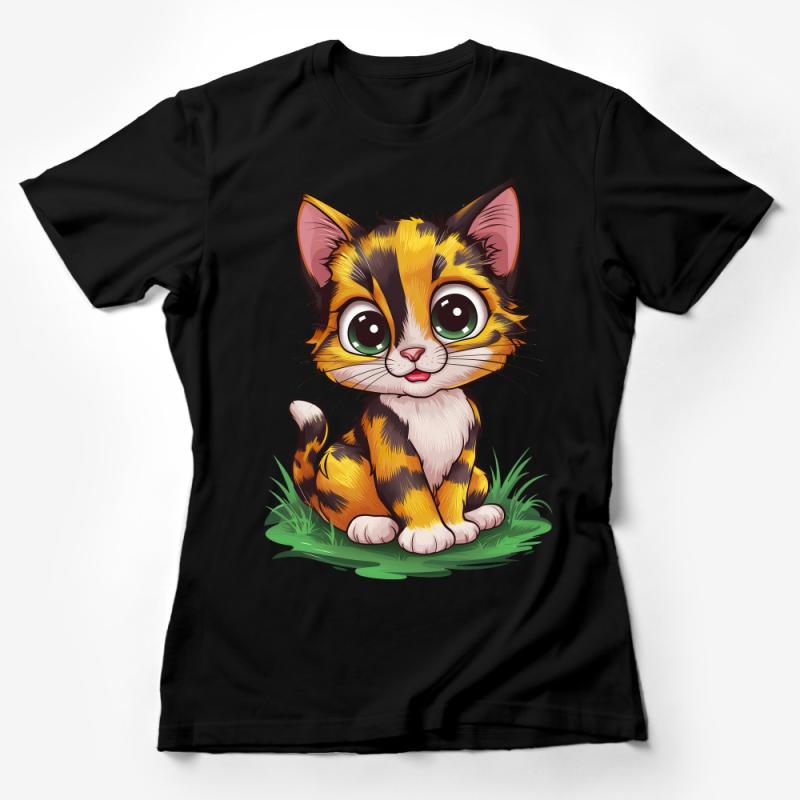 Cute Cartoon Cat T-Shirt, Whimsical Kitten Graphic Tee, Animal Lover Gift, Kids and Adults Casual Shirt Female T-Shirt