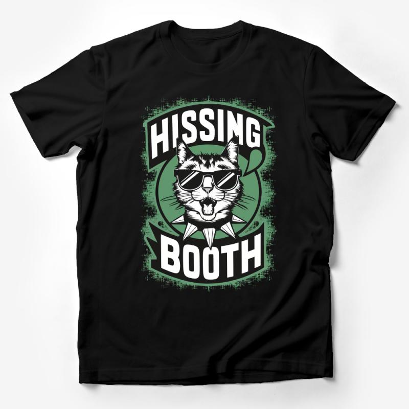 Funny Cat T-Shirt, Hissing Booth Graphic Tee, Vintage Style Cat Lover Gift, Unisex Cool Cat with Sunglasses Shirt Male T-Shirt