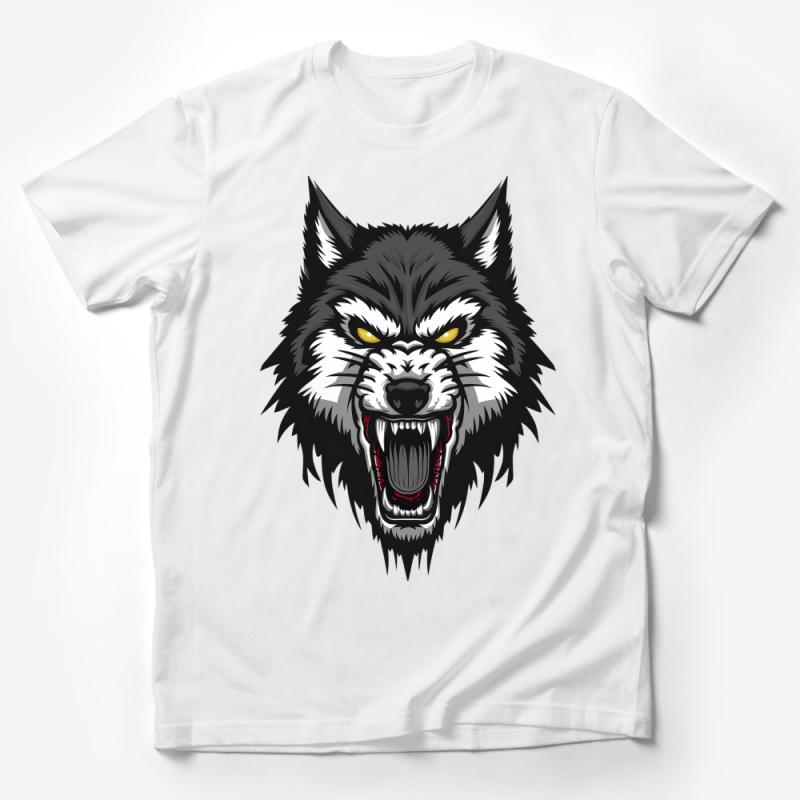 Men's Graphic Wolf T-Shirt, Wild Animal Print Tee, Fierce Predator Fashion Top, Casual Streetwear, Gift for Him, Nature-Inspired Design Male T-Shirt