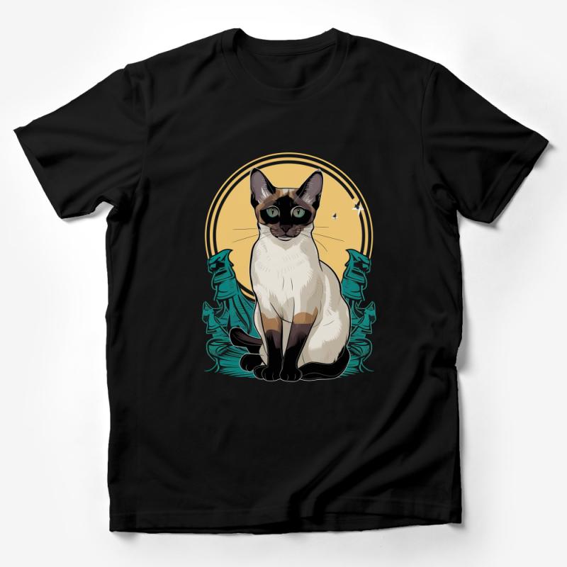 Siamese Cat T-Shirt, Vintage Style Feline Illustration, Unique Cat Lover Tee, Casual Graphic Shirt for Pet Owners Male T-Shirt