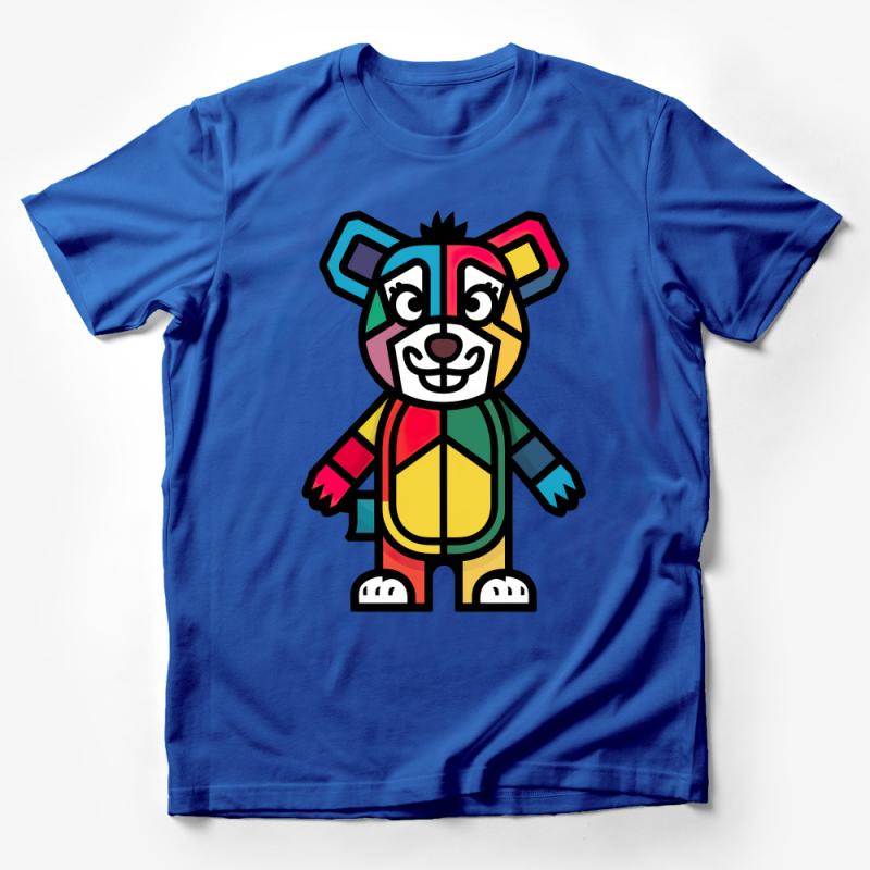 Colorful Geometric Bear T-Shirt, Abstract Animal Art Tee, Unisex Graphic Shirt for All Ages Male T-Shirt