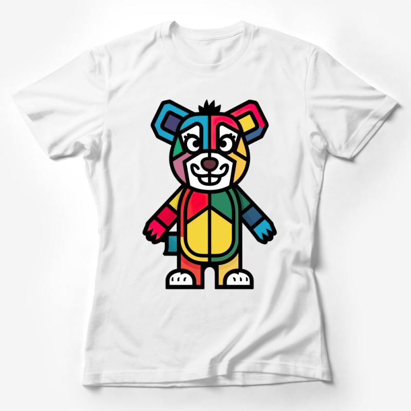 Colorful Geometric Bear T-Shirt, Abstract Animal Art Tee, Unisex Graphic Shirt for All Ages Female T-Shirt