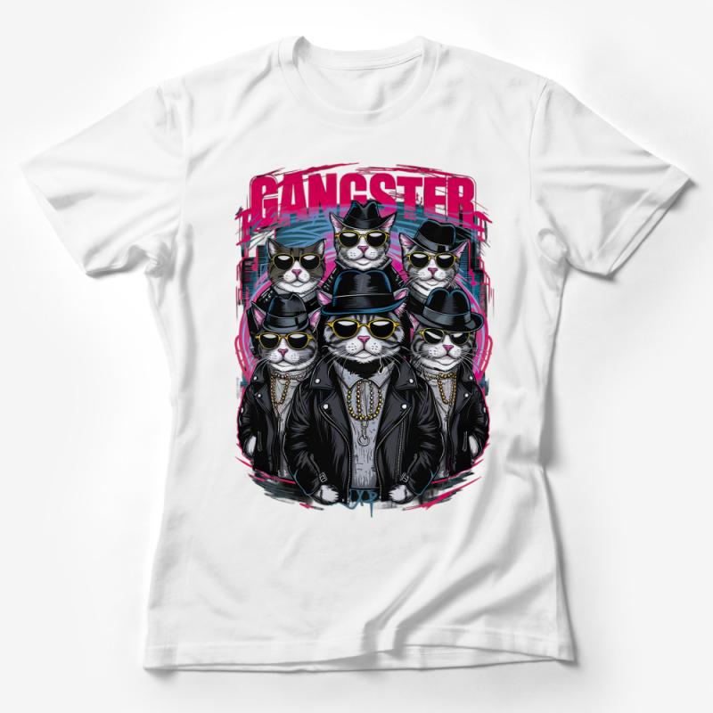 Cool Gangster Cats T-Shirt, Funny Cat Tee, Urban Feline Hip Hop Streetwear, Unique Gift for Cat Lovers Female T-Shirt