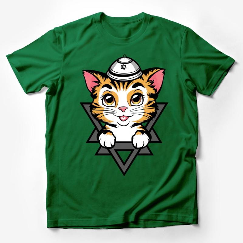 Cute Firefighter Cat T-Shirt, Kitten Fireman Tee, Unisex Adult Kids Cartoon Fire Dept Shirt Male T-Shirt