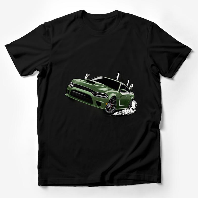 Muscle Car T-Shirt, Green Dodge Charger Graphic Tee, Car Enthusiast Gift, Automotive Apparel, Drag Racing, Street Style Clothing Male T-Shirt