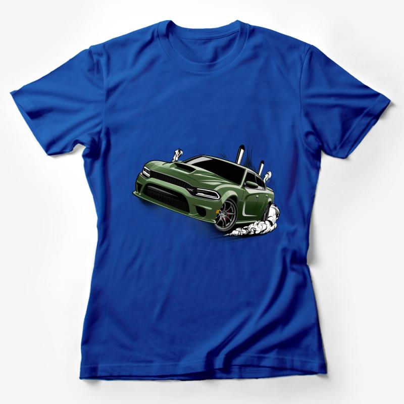 Muscle Car T-Shirt, Green Dodge Charger Graphic Tee, Car Enthusiast Gift, Automotive Apparel, Drag Racing, Street Style Clothing Female T-Shirt