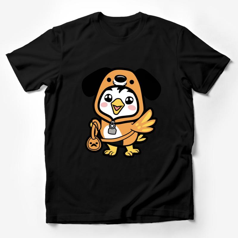 Cute Penguin Chick in Dog Costume T-Shirt, Whimsical Animal Tee, Fun Cartoon Bird Shirt, Quirky Kids and Adults Top Male T-Shirt