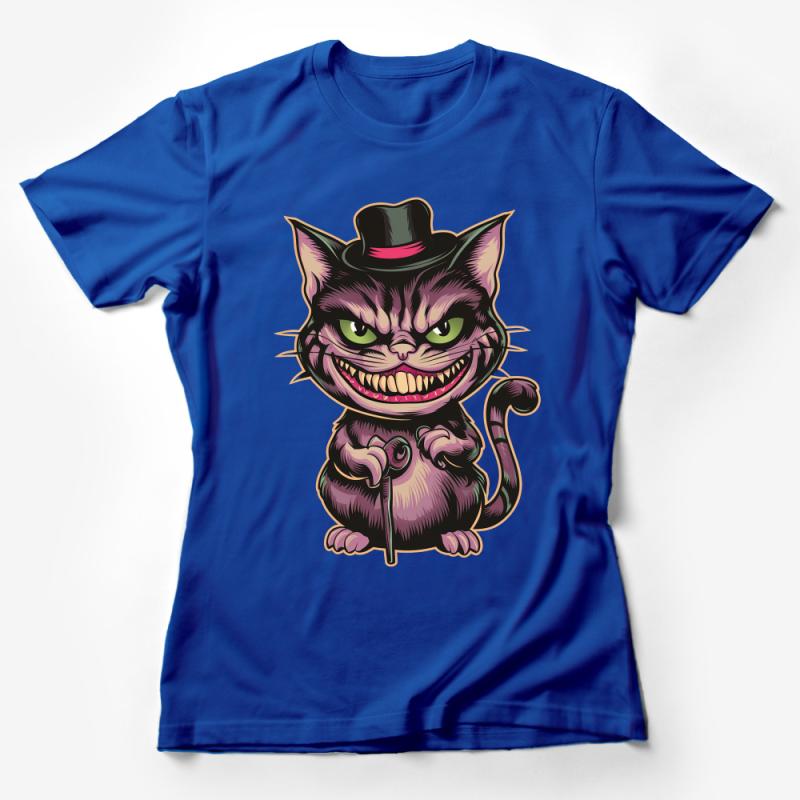 Whimsical Cheshire Cat T-Shirt, Alice in Wonderland Inspired Tee, Unisex Cartoon Graphic Shirt, Unique Gift for Cat Lovers Female T-Shirt