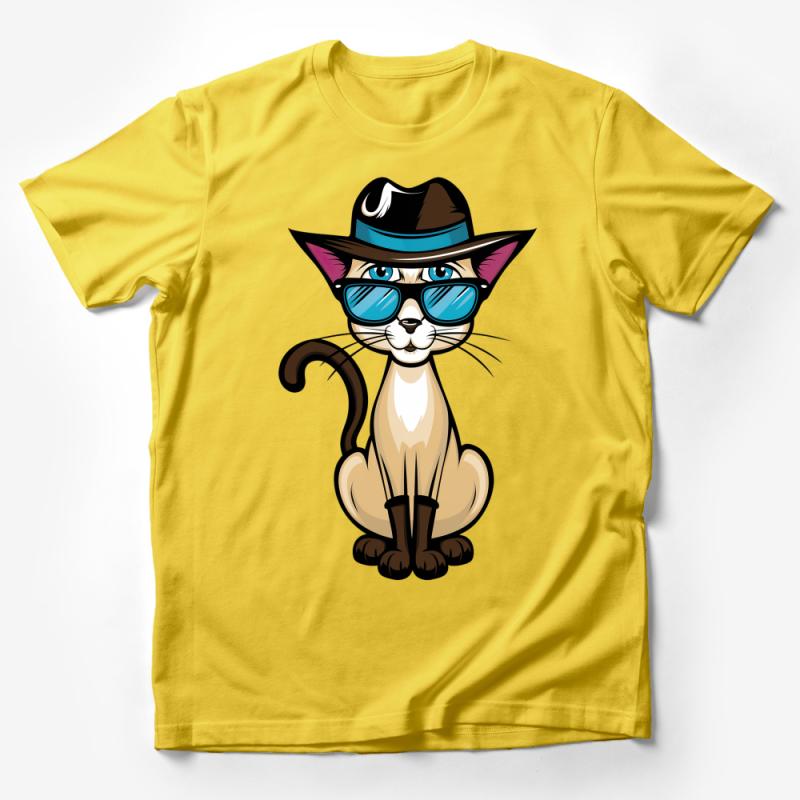 Cool Cat with Hat and Sunglasses Graphic Tee, Unisex T-Shirt, Animal Lover Gift Shirt, Casual Wear Male T-Shirt