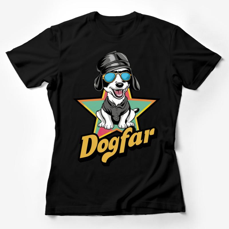 Hip Dogfar Pilot T-Shirt, Canine Aviator Graphic, Cool Dog in Sunglasses Tee, Casual Unisex Shirt Female T-Shirt