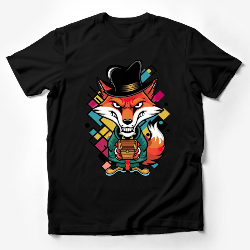 Trendy Fox Design T-Shirt, Cool Hipster Fox Graphic Tee, Urban Streetwear Unisex Top, Casual Fashion Shirt with Modern Fox Art Male T-Shirt