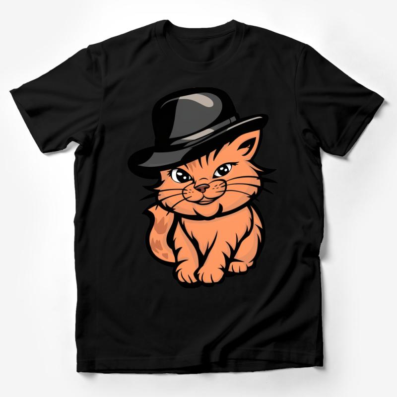 Cool Cat with Hat Graphic Tee, Unisex T-Shirt, Trendy Animal Illustration, Casual Streetwear, Hipster Cat Shirt, Fun Gift for Cat Lovers Male T-Shirt