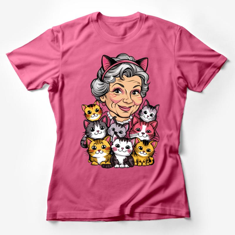 Cat Lover T-Shirt, Cute Cat Lady Graphic Tee, Funny Kitten Cluster Shirt, Feline Friends Casual Top, Pet Owner Gift Idea Female T-Shirt