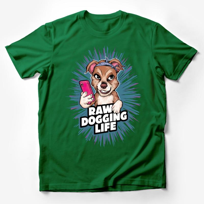 Funny Dog T-Shirt, Cool Hipster Puppy Selfie, Raw Dogging Life Tee, Graphic Unisex Shirt, Casual Streetwear, Gift for Dog Lovers Male T-Shirt