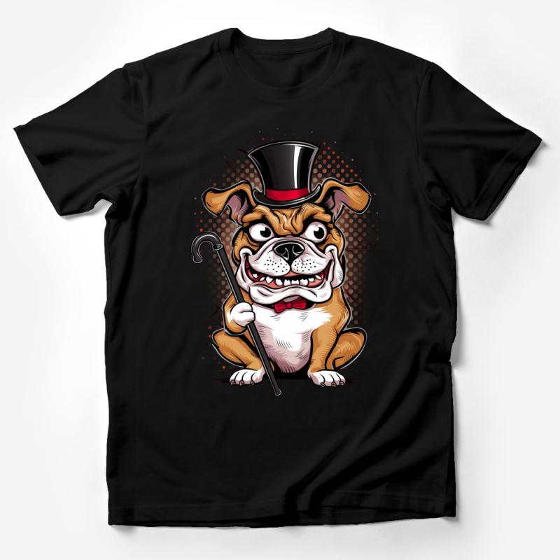 Funny Bulldog Magician T-Shirt, Cute Dog with Top Hat Graphic Tee, Animal Lover Gift, Unisex Whimsical Bulldog Apparel Male T-Shirt