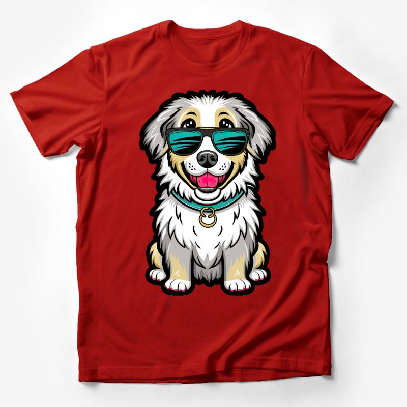 Cool Dog with Sunglasses T-Shirt, Unisex Graphic Tee, Casual Urban Pup Apparel, Fun Dog Lover Gift Male T-Shirt