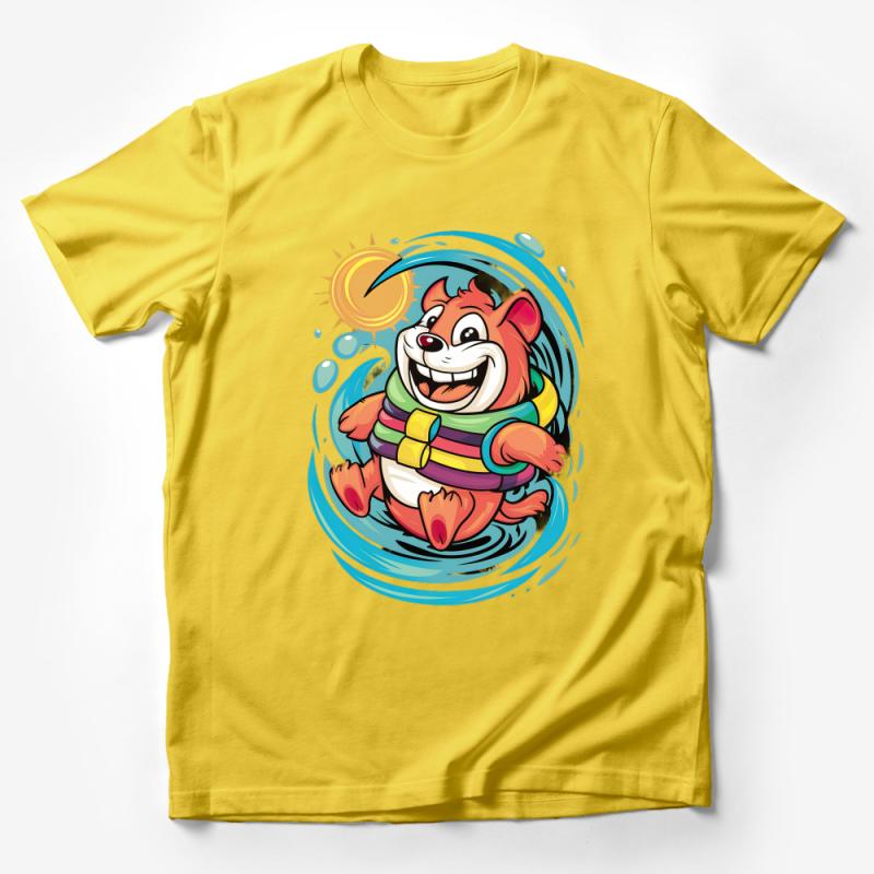 Colorful Cartoon Bear T-Shirt, Cute Animal Graphic Tee, Kids Summer Fashion Top, Vibrant Sun Illustration Shirt Male T-Shirt