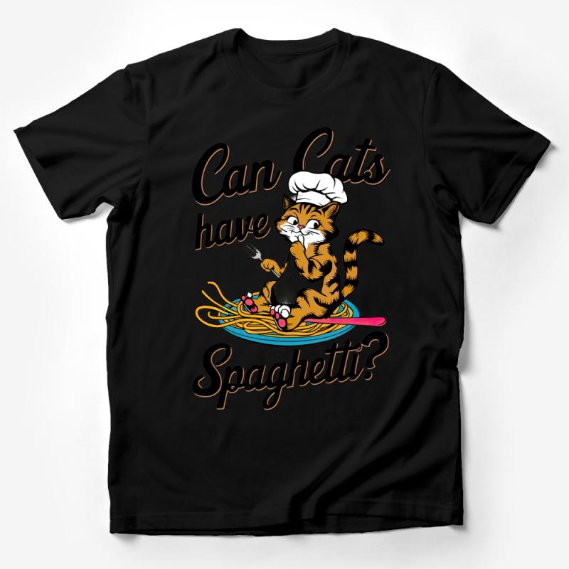 Funny Cat Spaghetti T-Shirt, Whimsical Cat Lovers Tee, Unique Feline Pasta Shirt, Quirky Graphic Tee, Foodie Pet Clothing, Gift for Cat Owner Male T-Shirt