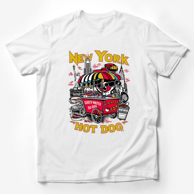 New York Street Food Hot Dog T-Shirt, Vintage Style Urban Graphic Tee, Casual Retro Fashion, Unisex Top Male T-Shirt