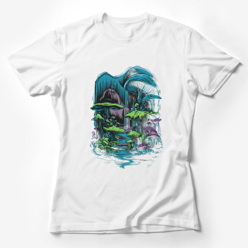 Enchanted Forest T-Shirt, Mystical Nature Graphic Tee, Fantasy Mushroom Art, Unisex Clothing Gift Female T-Shirt