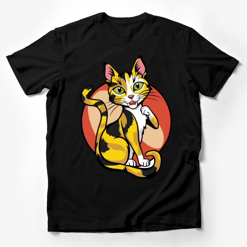 Whimsical Cat T-Shirt, Colorful Kitty Graphic Tee, Playful Feline Illustration, Unisex Cat Lover Gift, Summer Casual Wear, Pet Enthusiast Top Male T-Shirt