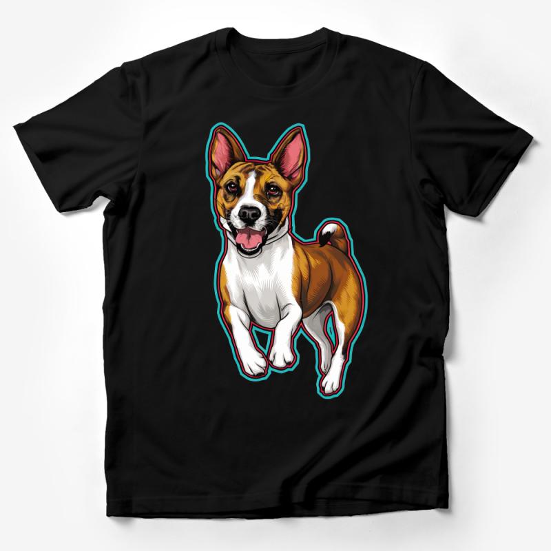 Happy Dog T-Shirt, Colorful Pet Portrait Tee, Unisex Animal Lover Shirt, Cute Puppy Graphic, Casual Wear for Dog Owners, Gift Idea Male T-Shirt