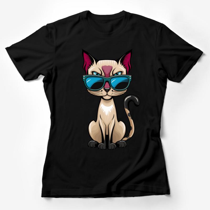 Cool Cat T-Shirt, Hipster Cat with Sunglasses, Funny Graphic Tee, Unisex Adult and Kids Sizes, Cat Lover Gift, Casual Streetwear Female T-Shirt