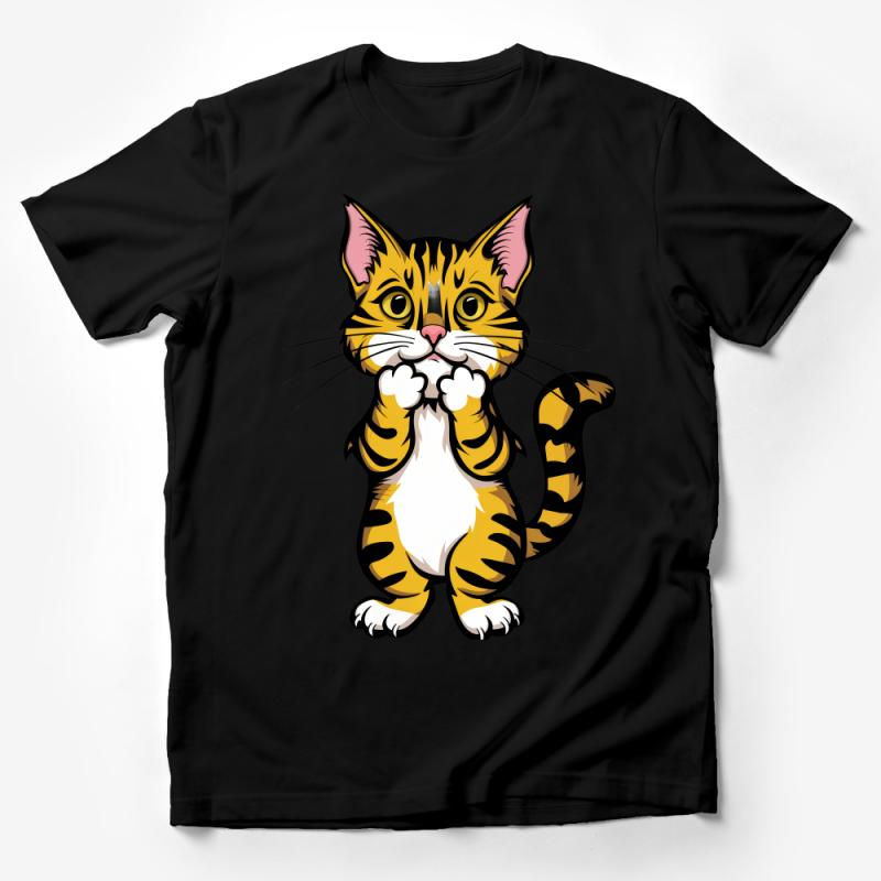 Cute Cartoon Cat T-Shirt, Adorable Kitten Graphic Tee, Unisex Cat Lover Gift, Casual Animal Print Shirt, Soft Cotton Tee, All Sizes Male T-Shirt