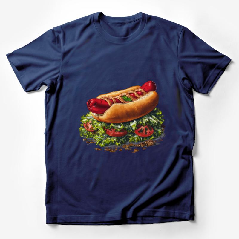 Funny Hot Dog T-Shirt, Novelty Fast Food Graphic Tee, Casual Cotton Top, Unisex Foodie Gift, Summer BBQ Party Shirt, Comfort Fit Apparel Male T-Shirt