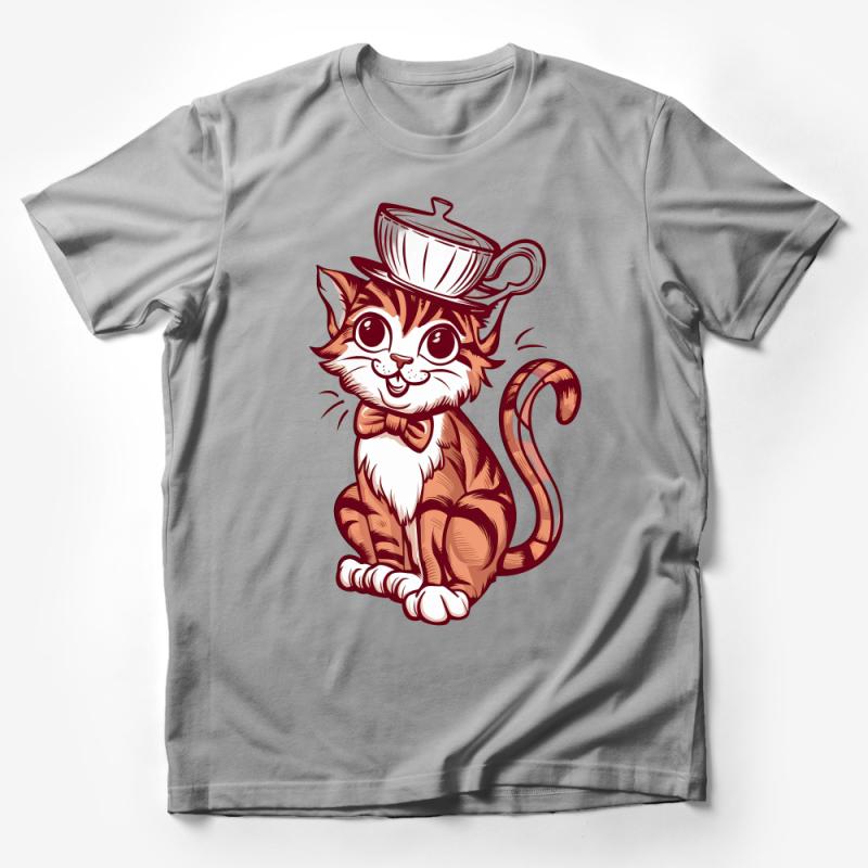 Cute Cat with Top Hat T-Shirt, Whimsical Kitten Graphic Tee, Unisex Casual Wear, Animal Lover Gift Idea, Soft Cotton Shirt Male T-Shirt