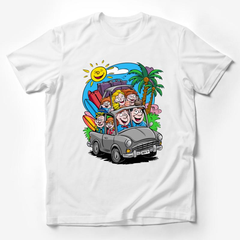 Family Road Trip T-Shirt, Colorful Cartoon Car Vacation Tee, Summer Travel Graphic Shirt, Unisex Tee for All Ages Male T-Shirt