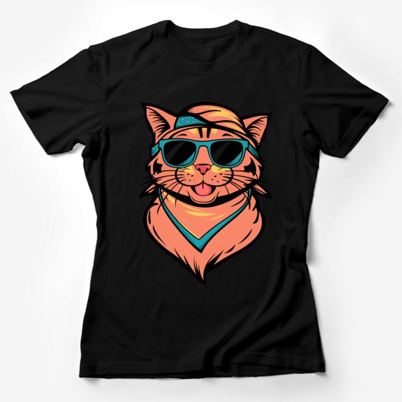 Hipster Cat T-Shirt, Cool Cat with Glasses Graphic Tee, Unisex Cat Lover Shirt, Casual Trendy Animal Print Tee, Gift Idea Female T-Shirt