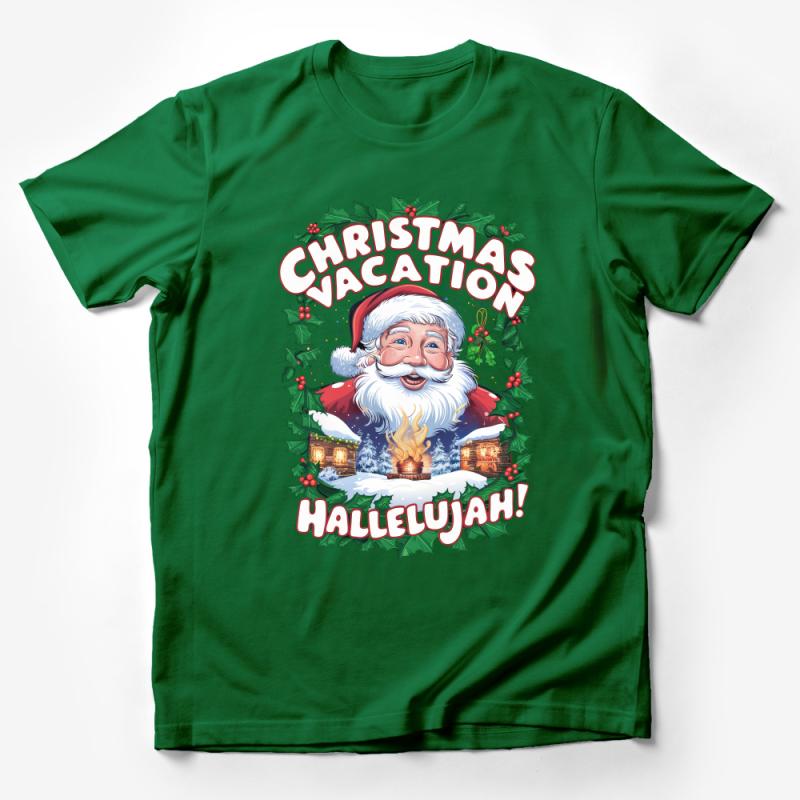 Festive Christmas Vacation Santa T-Shirt, Funny Holiday Hallelujah Quote, Winter Clothing, Unisex Tee, Gift for Christmas Movie Fans Male T-Shirt