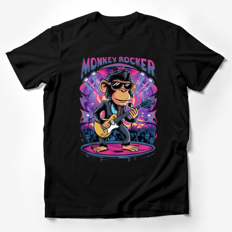 Monkey Rocker T-Shirt, Cool Guitar-Playing Ape, Music Lover Tee, Rock Band Style, Unisex Graphic Shirt Male T-Shirt