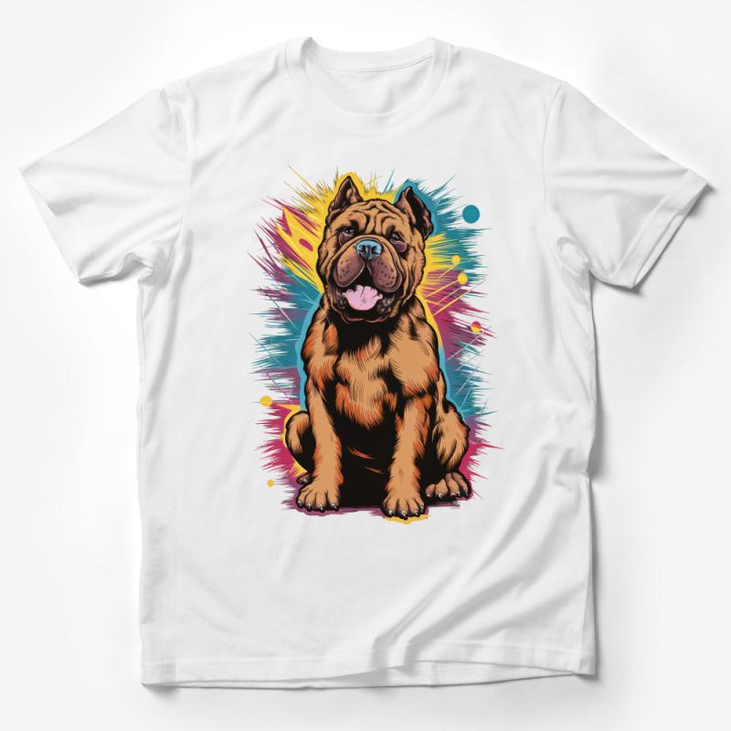 Colorful Bulldog Graphic Tee, Vibrant Dog Illustration, Unisex T-Shirt, Pet Lovers Casual Wear, Funky Animal Print Shirt Male T-Shirt