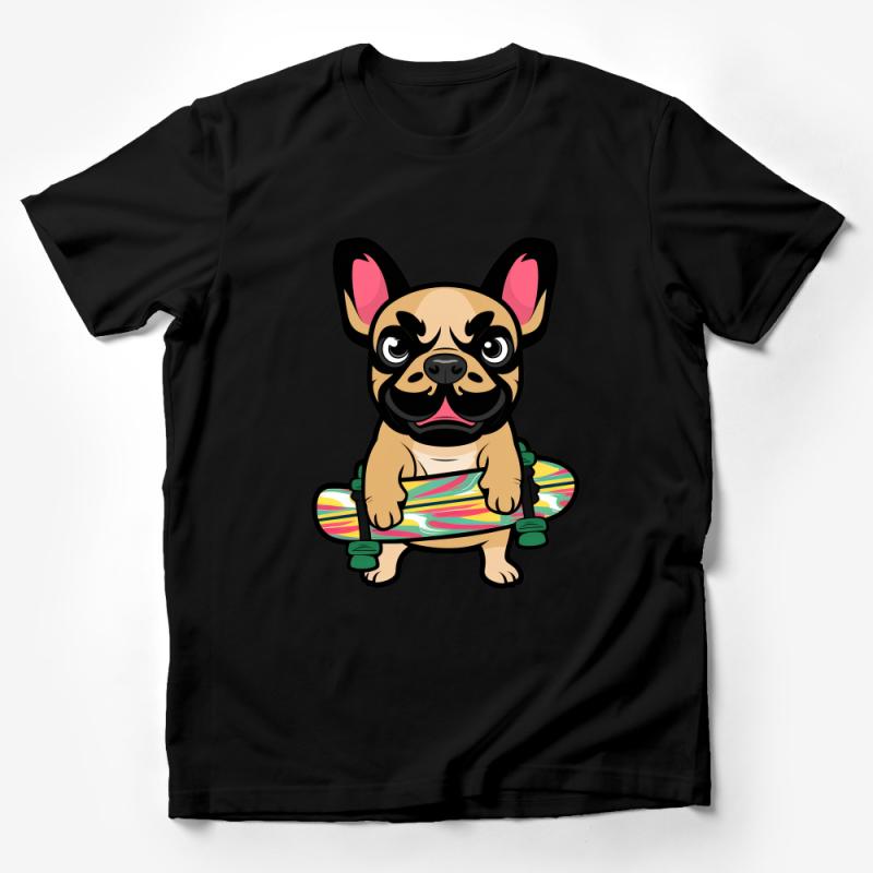 Cute French Bulldog T-Shirt, Skateboarding Dog Graphic Tee, Unisex Casual Wear, Animal Lover Gift Idea Male T-Shirt