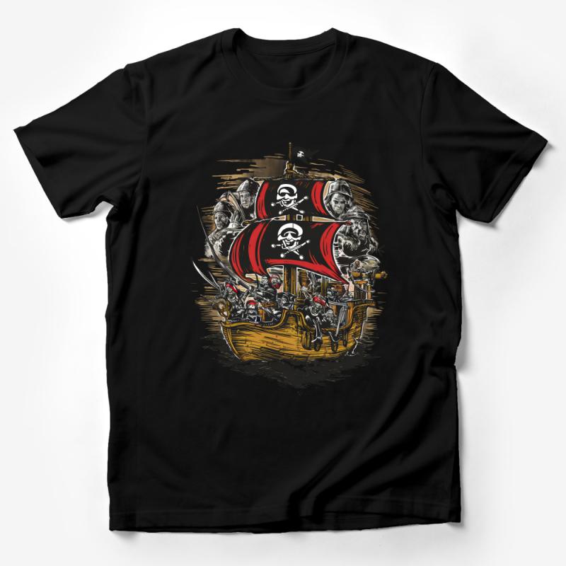 Viking Ship Graphic Tee, Norse Warrior Sailboat Illustration, Unisex Pirate T-Shirt, Adventure Sea Quest, Bold Viking Tee Design Male T-Shirt