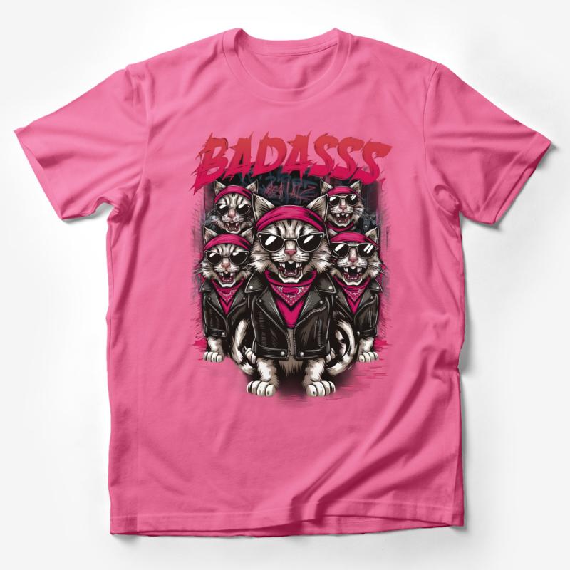 Cool Badass Cats T-Shirt, Funny Cat Gang Graphic Tee, Edgy Feline Biker Crew Shirt, Unisex Male T-Shirt