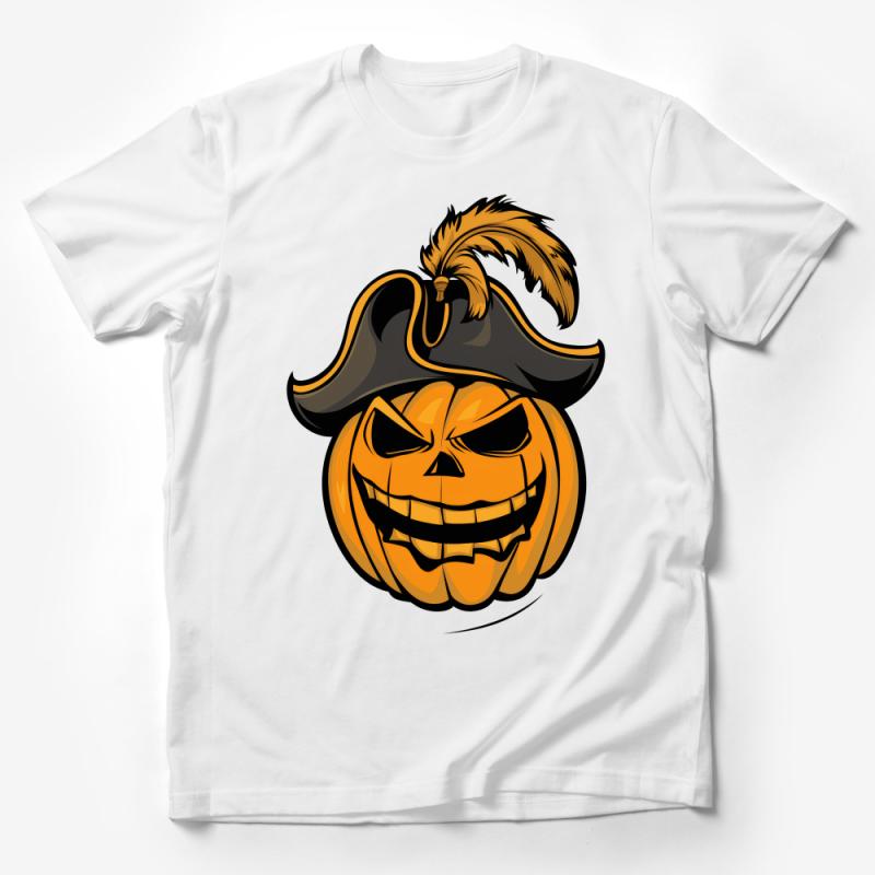 Unique Pirate Pumpkin T-Shirt, Halloween Graphic Tee, Men's and Women's Casual Shirt, Fall Season Spooky Apparel, Gift Idea Male T-Shirt