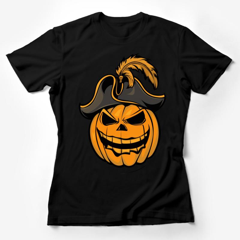 Unique Pirate Pumpkin T-Shirt, Halloween Graphic Tee, Men's and Women's Casual Shirt, Fall Season Spooky Apparel, Gift Idea Female T-Shirt