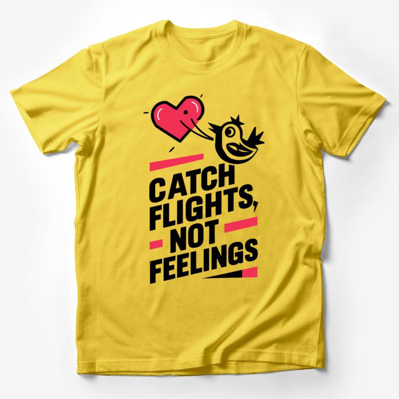 Catch Flights Not Feelings T-Shirt, Travel Lover Tee, Black and Red Graphic Shirt, Unisex Casual Fashion, Adventure Wear Male T-Shirt