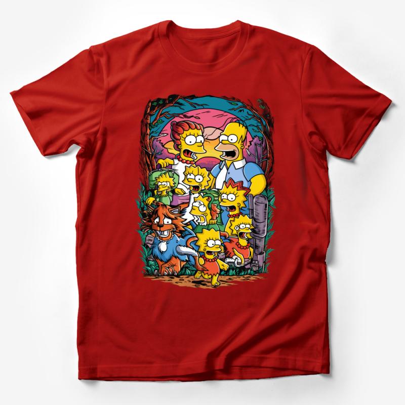 Cartoon Family Graphic Tee, Colorful Illustration, Casual Unisex T-Shirt, Unique Gift Shirt, Fun Apparel Male T-Shirt