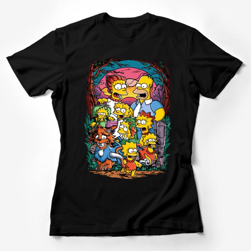 Cartoon Family Graphic Tee, Colorful Illustration, Casual Unisex T-Shirt, Unique Gift Shirt, Fun Apparel Female T-Shirt