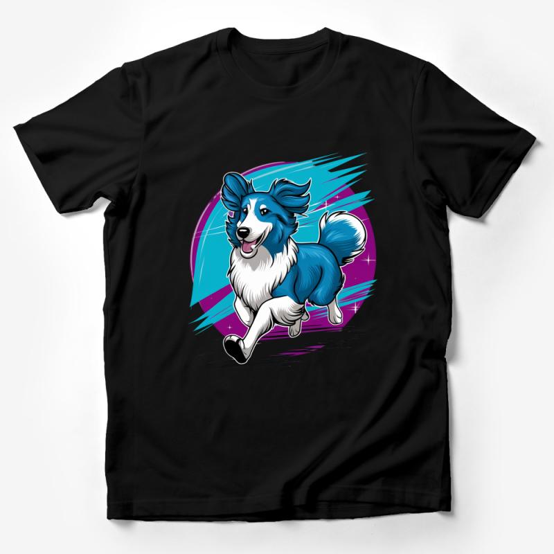 Cartoon Blue Dog T-Shirt, Cute Canine Graphic Tee, Fun Animal Illustration Shirt, Unisex Pet Lover Gift, Kids and Adults Male T-Shirt