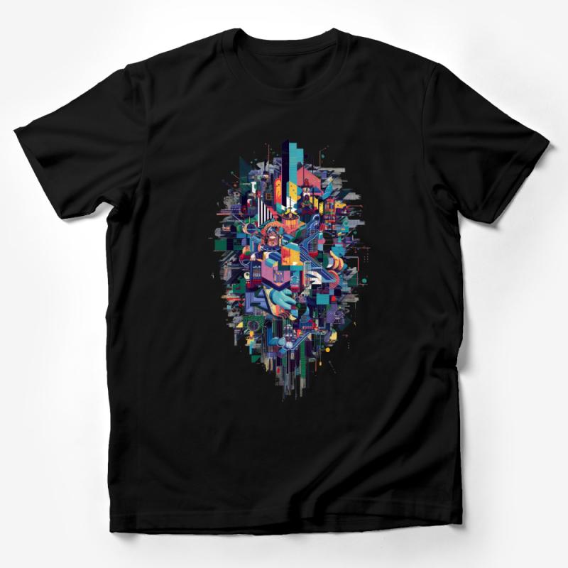 Abstract Graphic Tee, Colorful Urban Art, Men's Fashion T-Shirt, Street Style, Modern Design Casual Wear, Unique Print Shirt Gift Idea Male T-Shirt