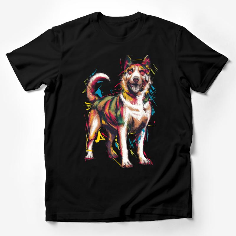 Colorful German Shepherd Dog T-Shirt, Artistic Canine Design Tee, Vibrant Pet Lover Gift, Unisex Animal Graphic Shirt Male T-Shirt