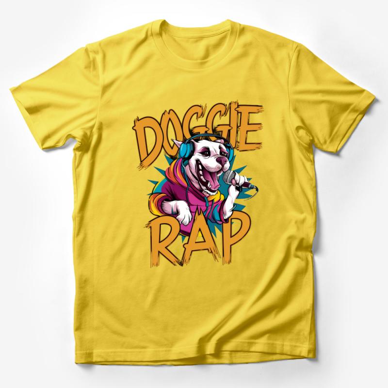 Hip Hop Dog T-Shirt, Funny Rap Music Dog Tee, Colorful Canine DJ Shirt, Pet Lovers Urban Streetwear, Doggie Rap Graphic Tee, Unisex Apparel Male T-Shirt