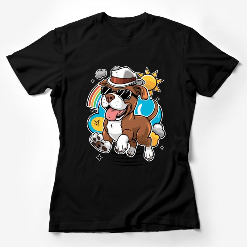 Cool Bulldog with Sunglasses T-Shirt, Summer Vibes Tee, Urban Streetwear for Dog Lovers, Unisex Graphic Shirt Female T-Shirt