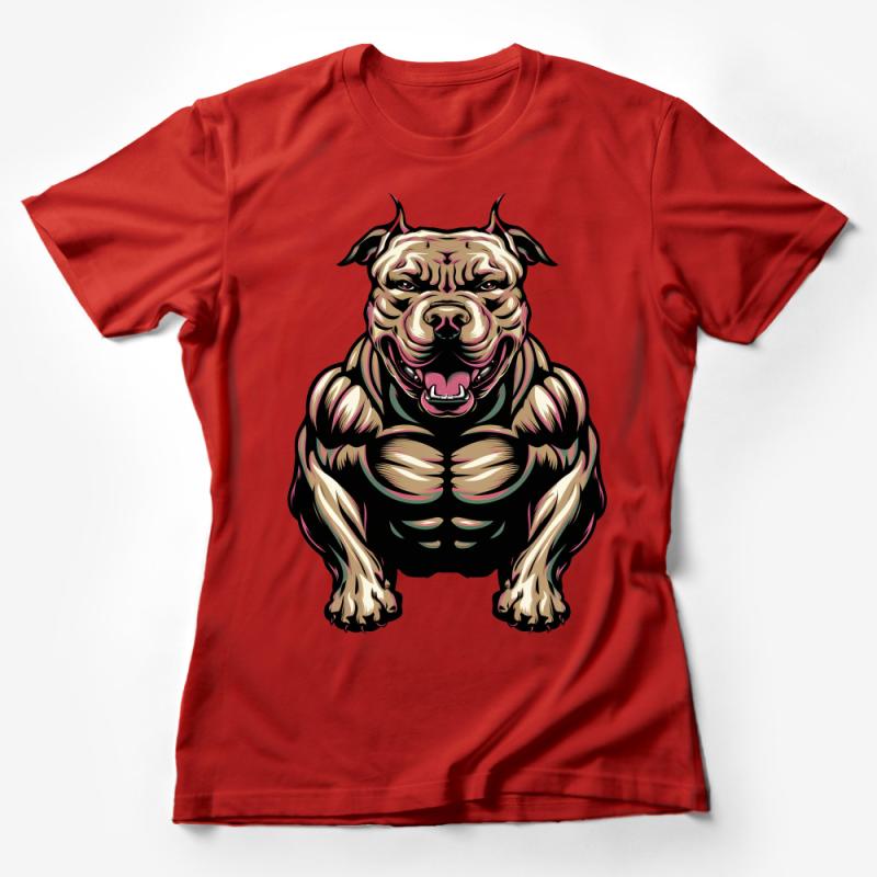 Muscular Dog Design T-Shirt, Unisex Graphic Tee, Dog Lover Gift, Animal Illustration Shirt, Bold Canine Artwork Top Female T-Shirt